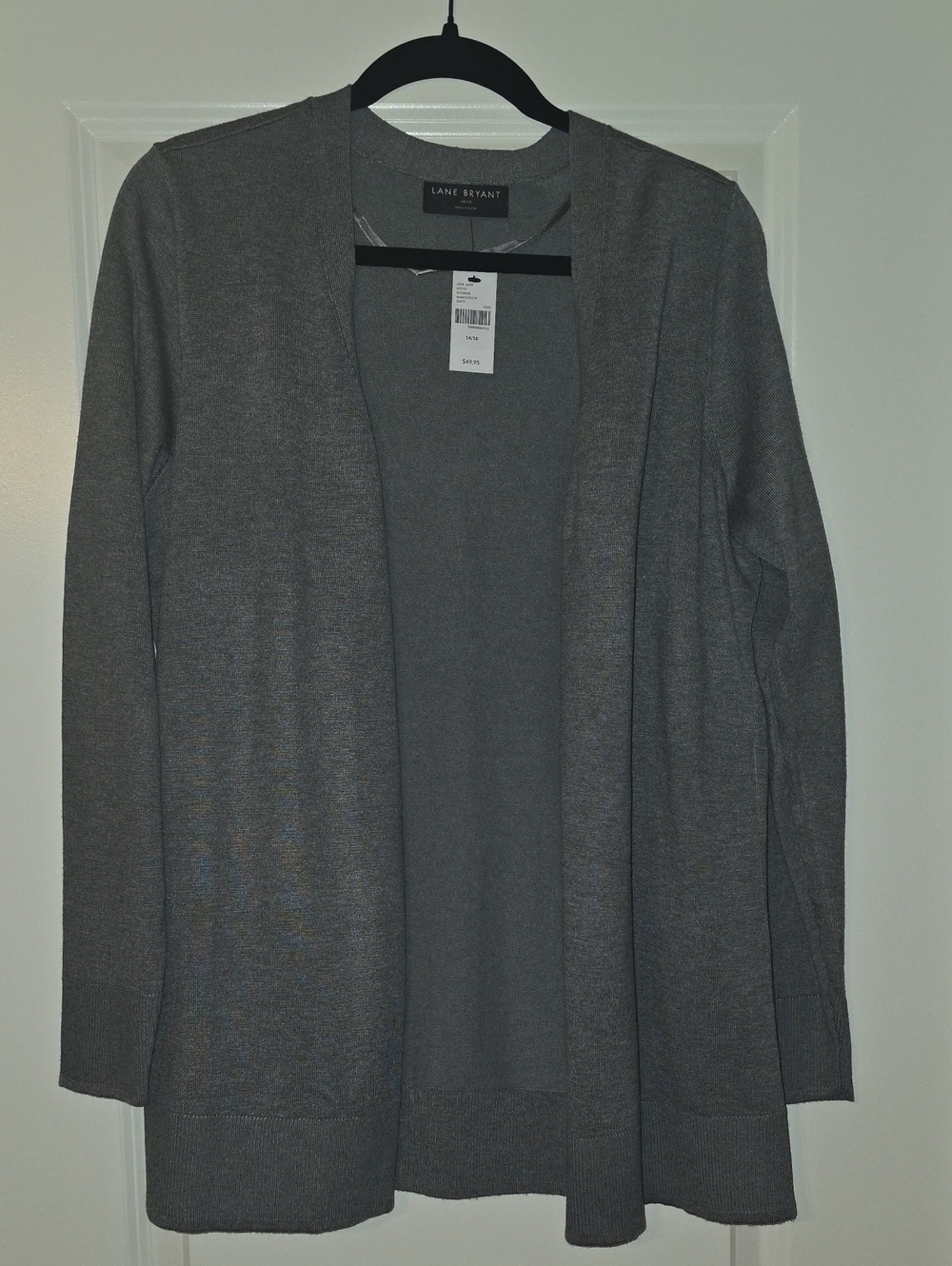 Lane Bryant Gray Open-Front Long Cardigan NWT 14/16